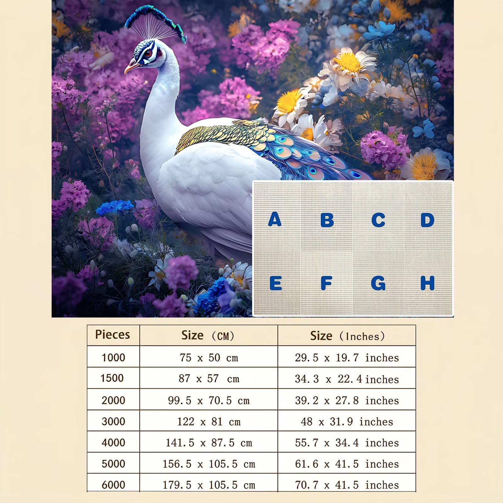 Pavo real flor-2 Puzzle de 1500 Piezas, Juego de Mesa Familiar de Madera - Rompecabezas Adultos para Toda La Familia,Rompecabezas Educativo DIY y Antiestrés - Con mapa de referencia, 87 x 57 cm f0-576