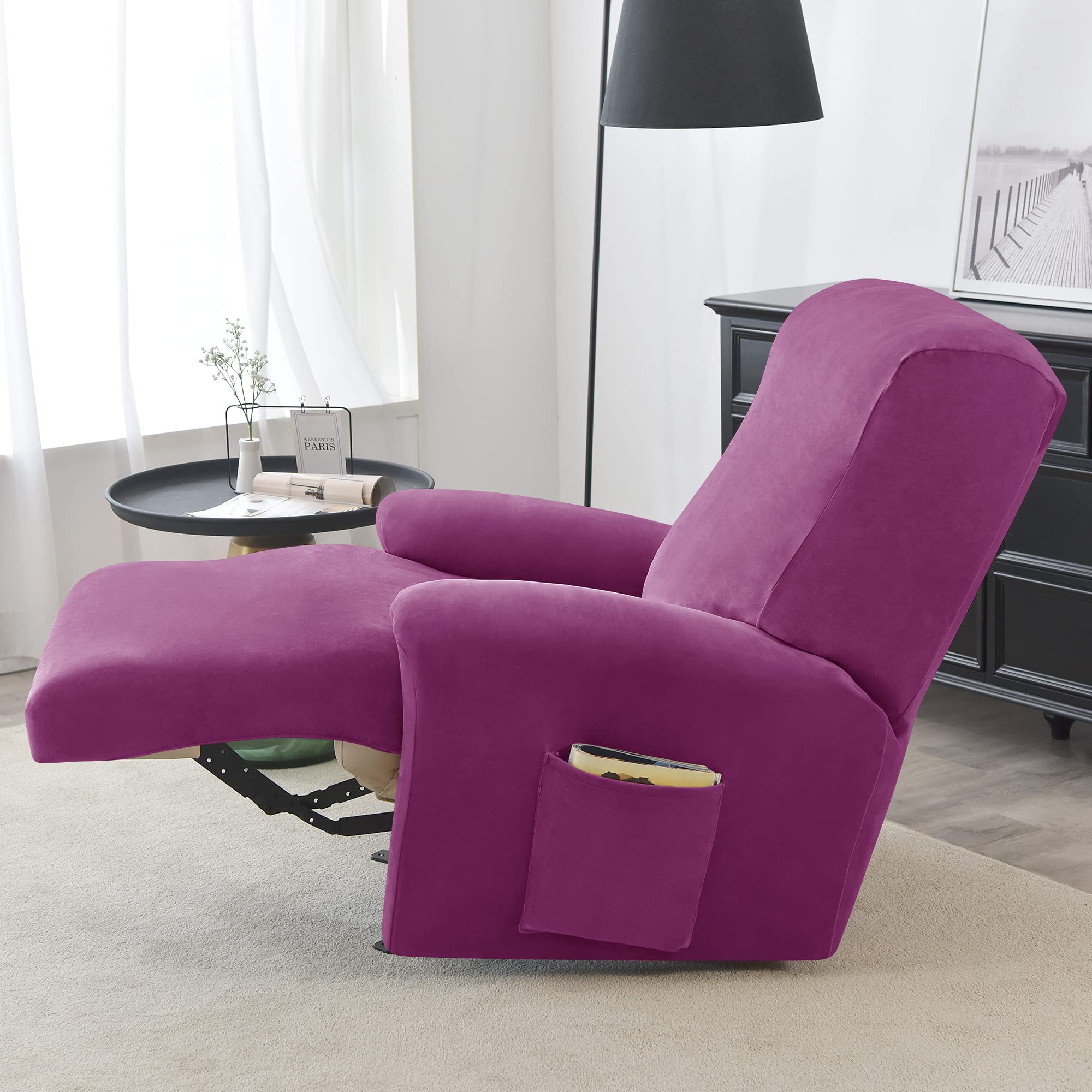 Plush Stretch Recliner Chair Cover - Pet-Friendly Slipcover for Electric Recliners with Side Pocket - Sofa Protector — image 1