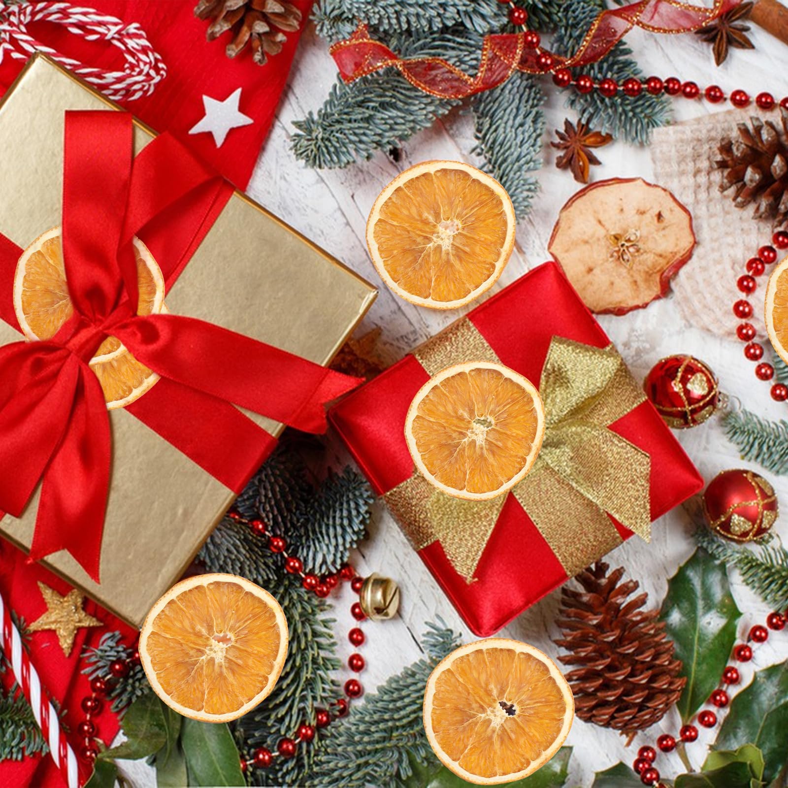 50 Pezzi Arance Essiccate Decorative Naturale Fette Arancia Essiccate Decorazioni Slices di Arance Disidratate Frutta Secca per Decorazioni Natale per Alberi di Natale Ghirlande Natalizie