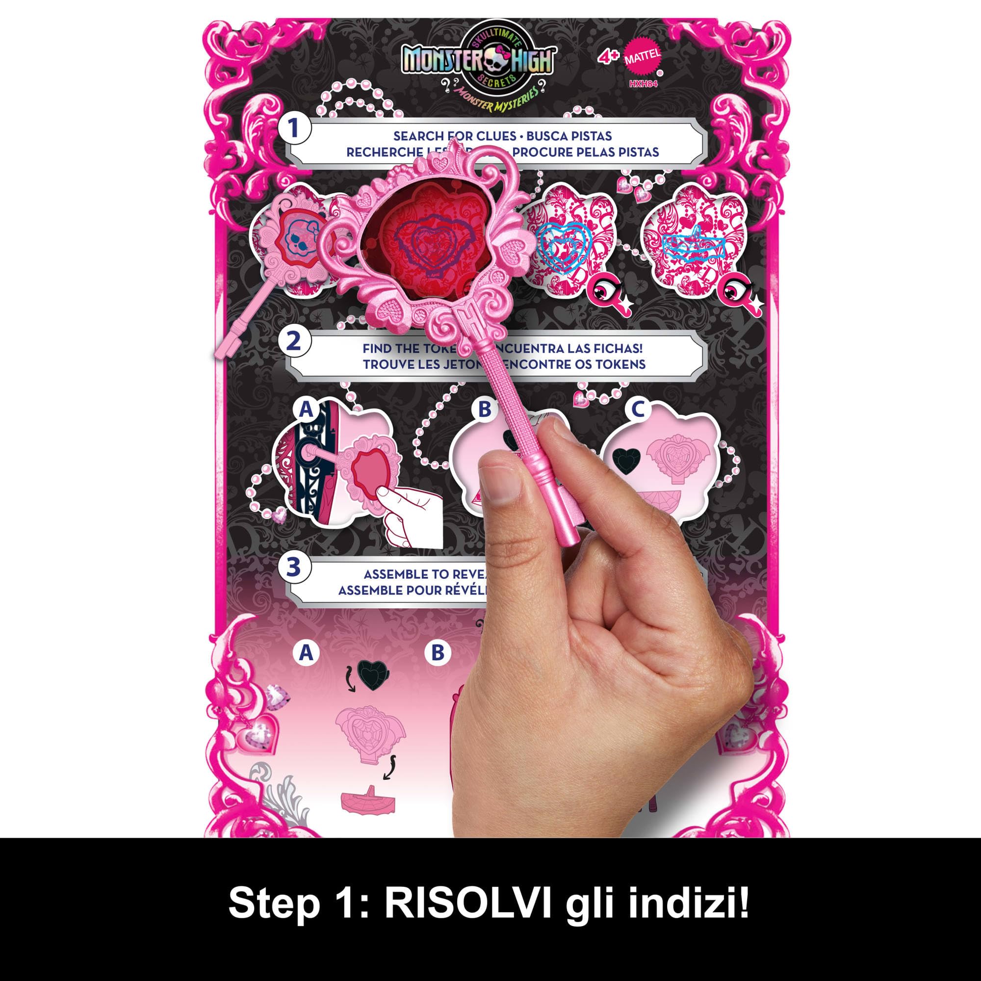 Monster High Segreti da Brivido - Draculaura Misteri Mostruosi, Set con Bambola e Guardaroba, 19 Accessori e Capi d'Abbigliamento a Sorpresa Inclusi, Giocattolo per Bambini, 4+ Anni, HXH84