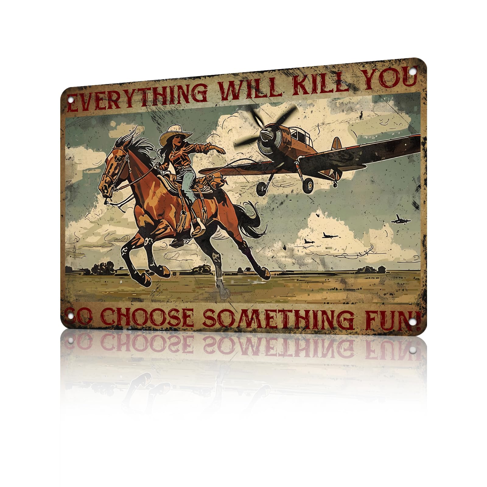 Anceky Tin Sign Vintage Everything Will Kill You So Choose Something Metal Sign Wall Decor for Yard Farmhouse Outdoor Garden Fence 12×8 Inch