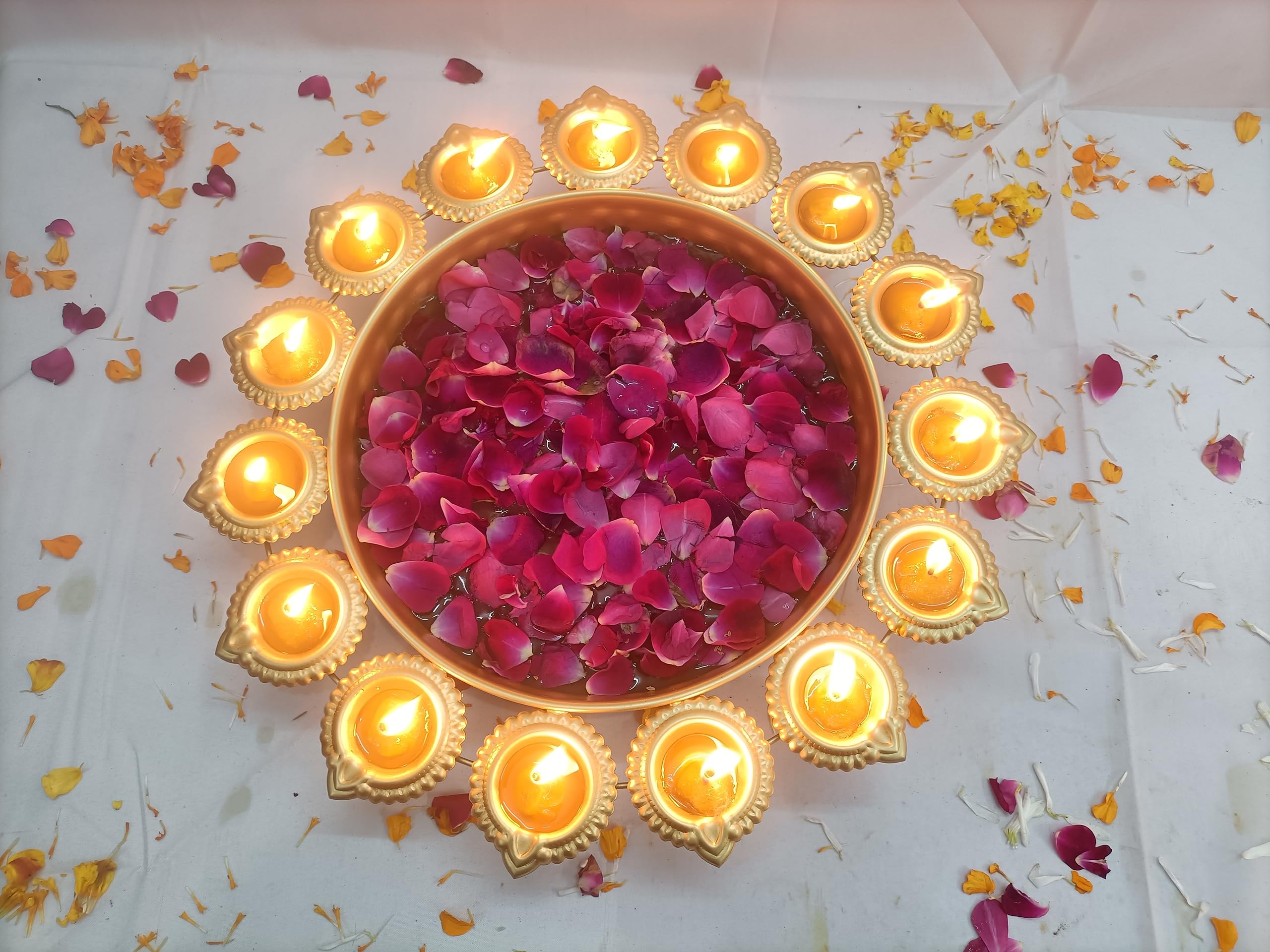 Elegent Home Urli Bowl Diya Shape for Decoration Floating Flower Candle tlight Home Office Diwali deepawali decore (Diya 14 inch) (B0CHN6J15P) Amazon Price History, Amazon Price Tracker
