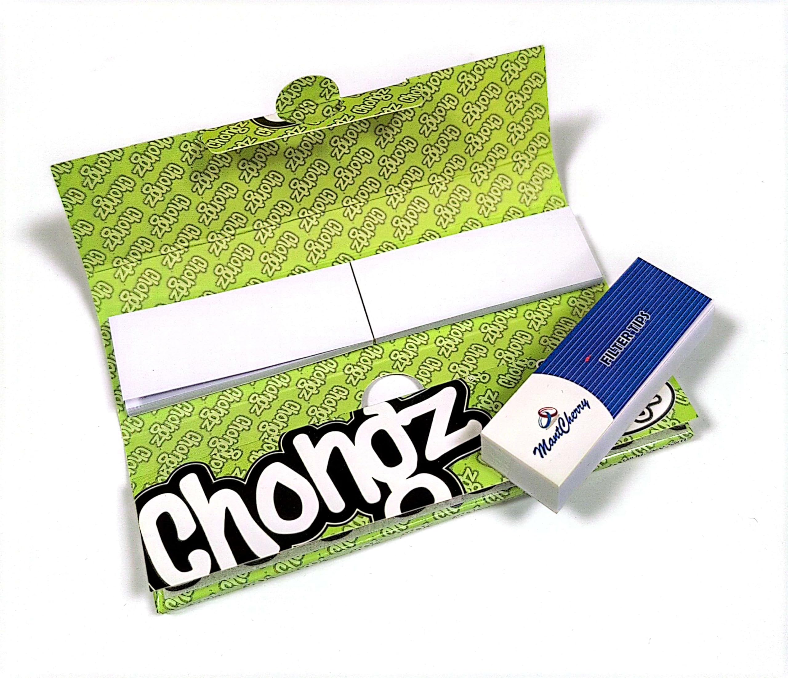 MontCherry Brand Exclusive Tips and Chongz Brand King Size Slim Organic Rolling Papers with Filter Tips - 3 Packs Combo sold by Trendz