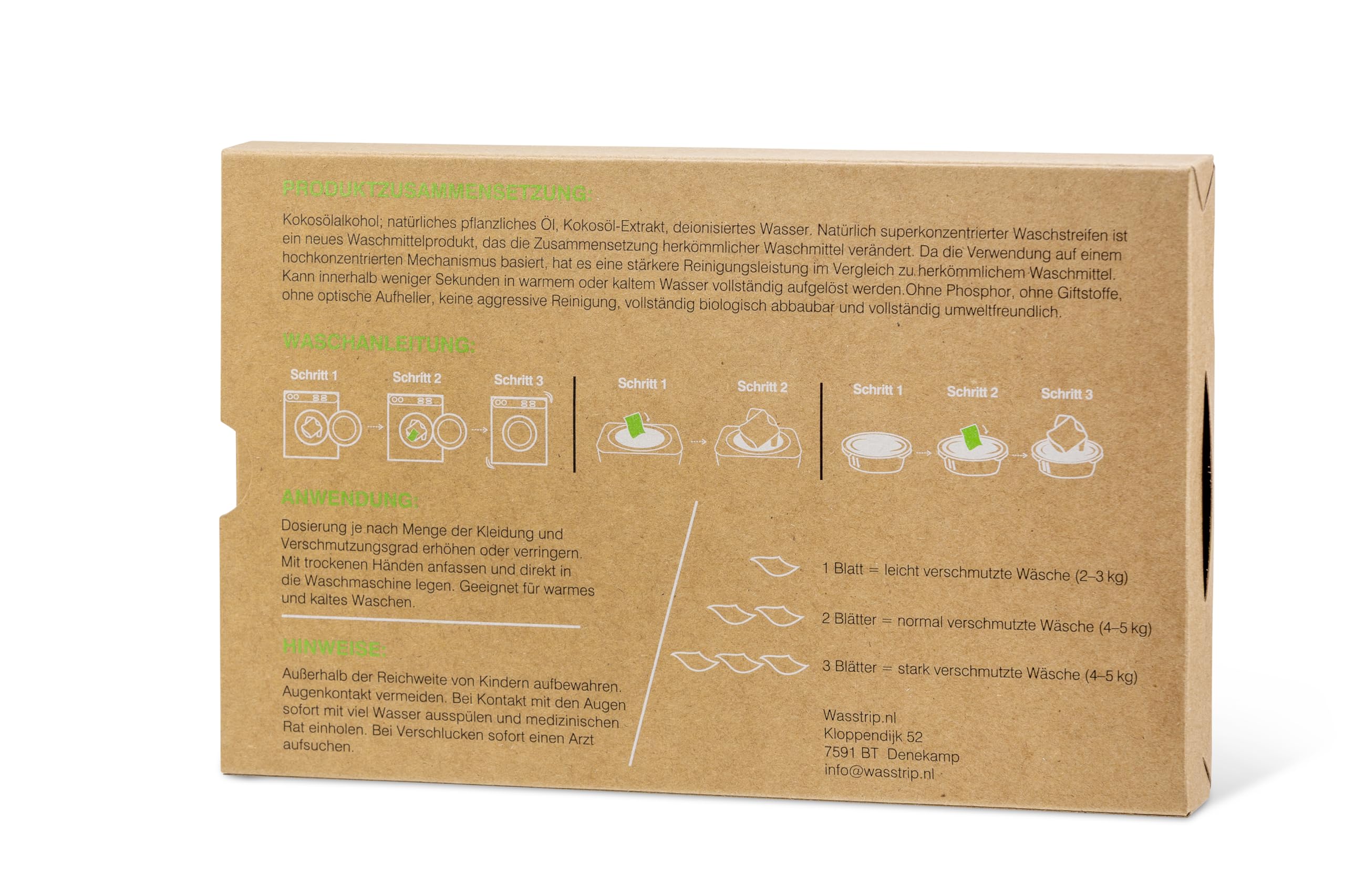 Waschstreifen/Waschmittel blätter Geruchsneutral - 256 Blätter/Wäsche – Waschmittel für alle Waschmaschinen – für Kalt- und Warmwäsche – plastikfreie Verpackung und CO₂-neutral