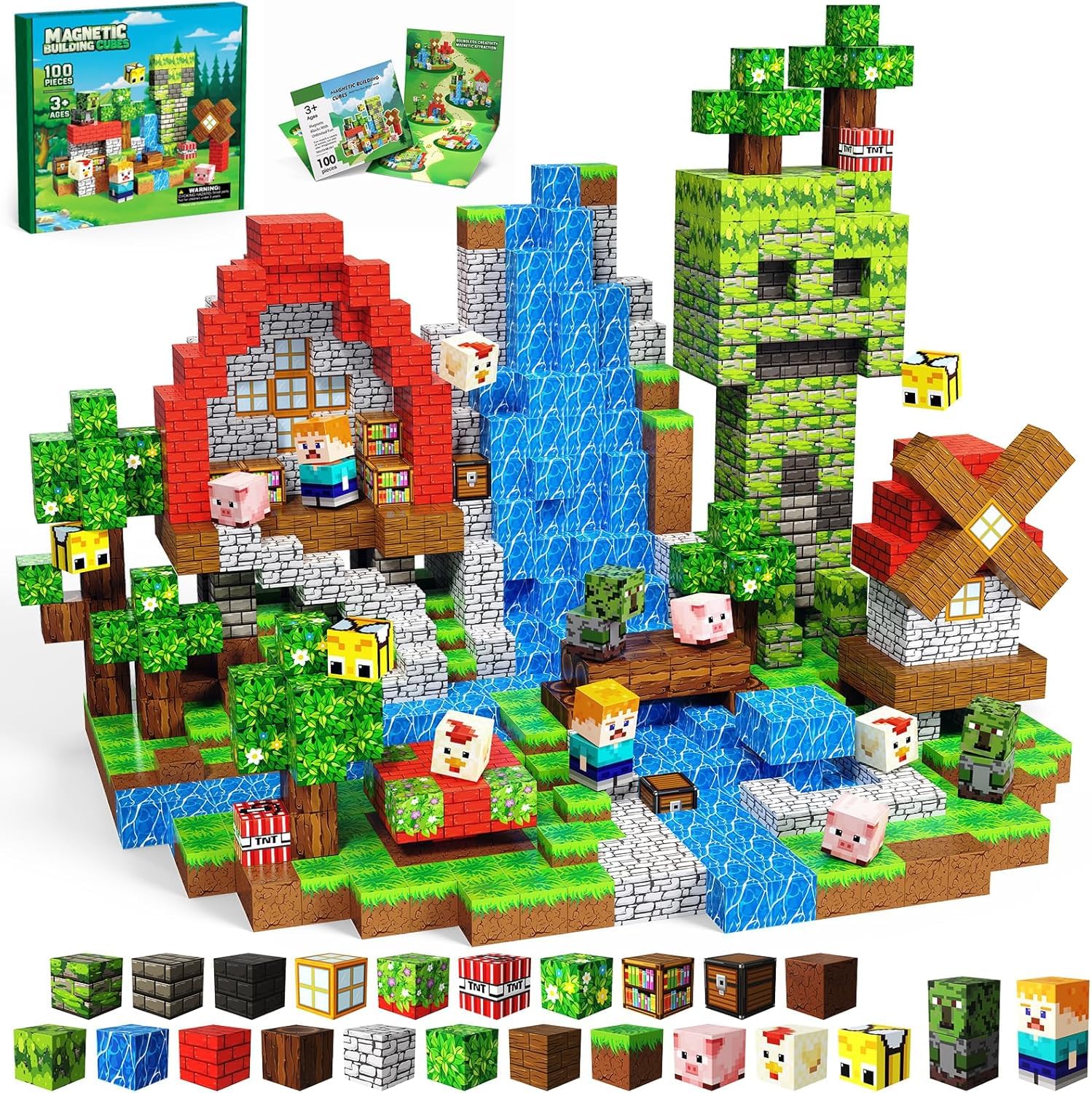 SSAWER Magnetische Bausteine Bauspielzeug für Kinder