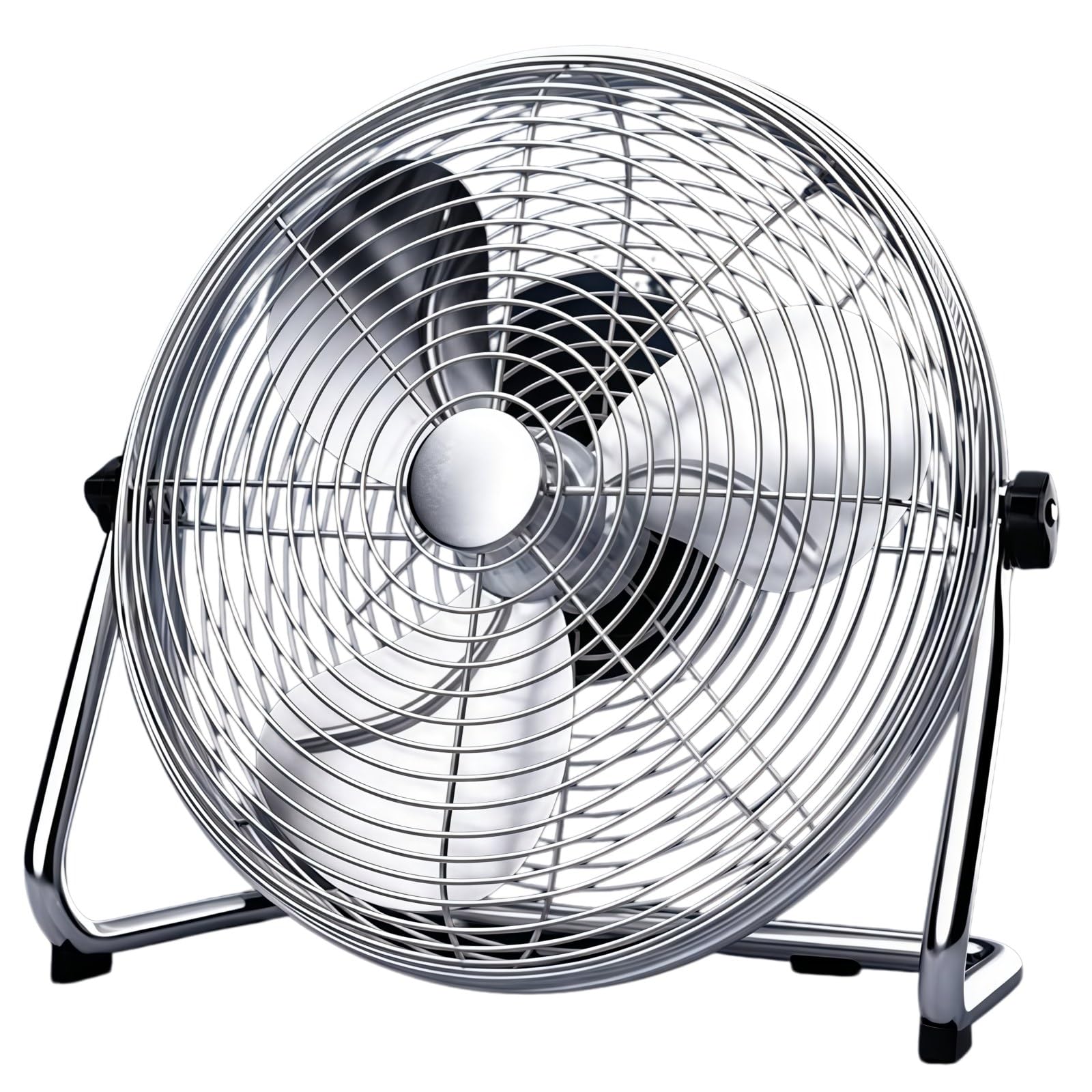 Portable Metal Floor Fan 10 Inch - Adjustable Tilting Metal Pedestal Fan With 3 Speed Levels, Low Noise Copper Core Motor, Powerful Airflow Metal Fan for Home Bedroom Office