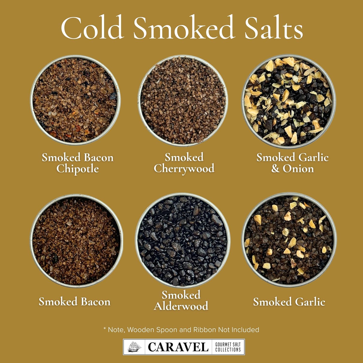Smoked Sea Salt Sampler Set – 6-Flavor Grilling & Cooking Salts Bundle, 0.5 oz Each – Finishing Salt & Spice Variety Pack Gift for Special Occasions – Caravel Gourmet