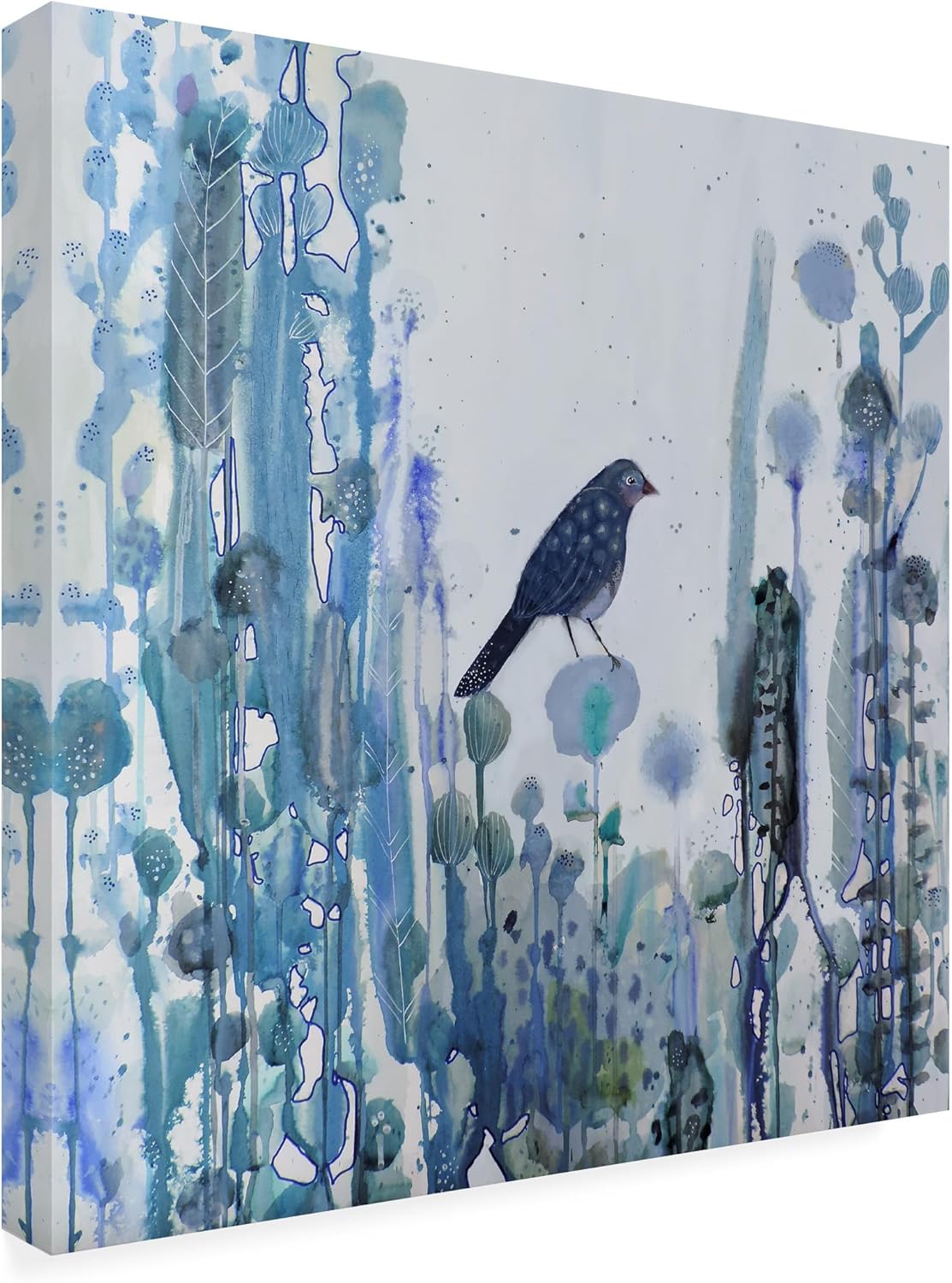 Sylvie Demers Blue Bird Canvas Art with Wooden Frame