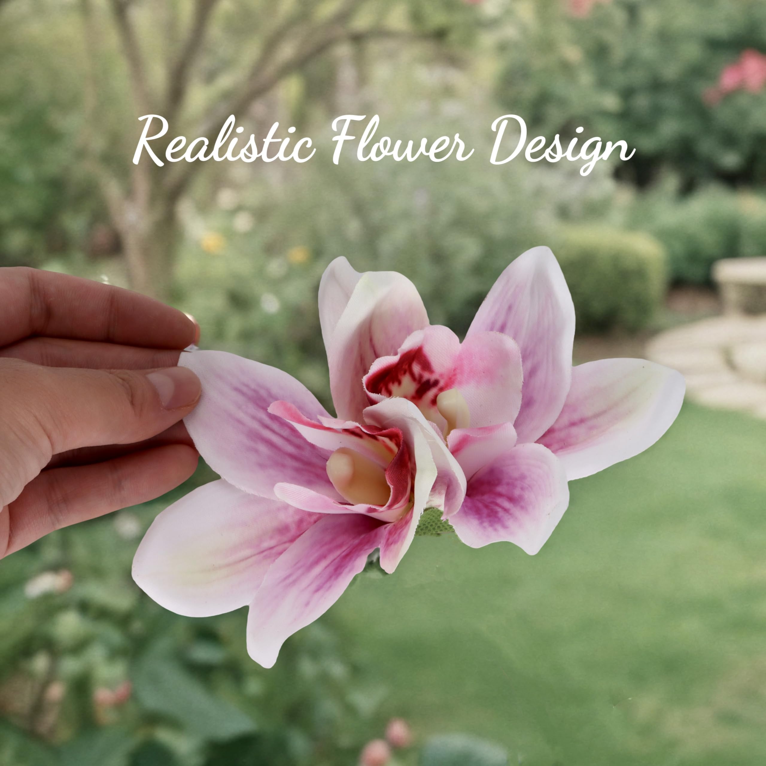 Tropical Pink + Green Orchid Blossom Hair Clip Amazon.com : Flower Hair Clips 6 Pcs - Hawaiian Tropical  main image 4