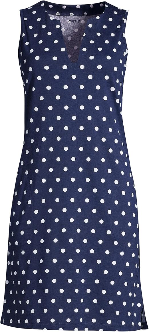 Lands' End Women's Cotton Jersey Sleeveless Swim Cover-up Dress
