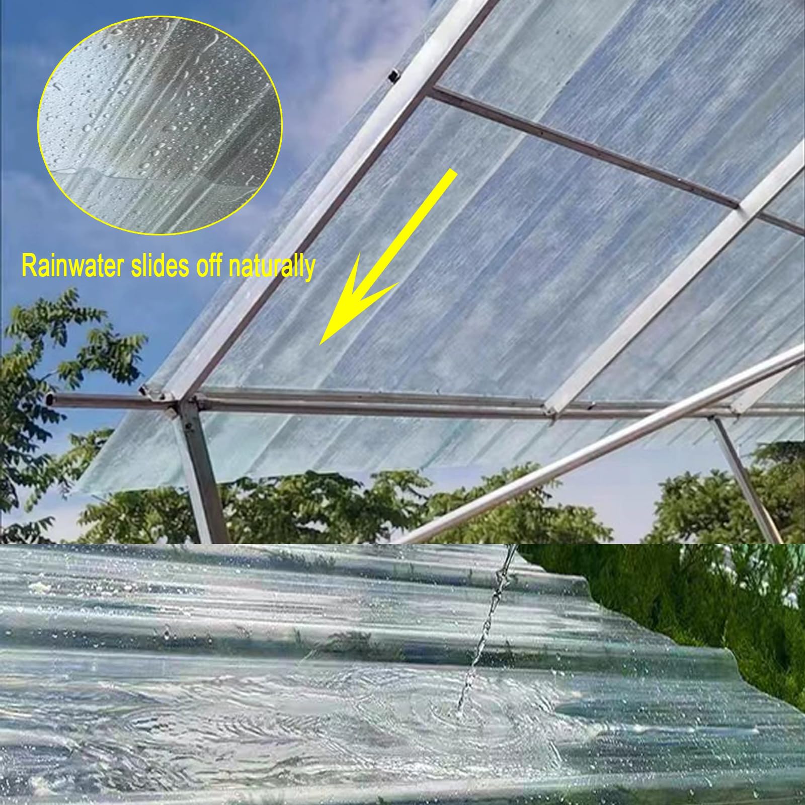 Paneles de Techo Corrugado,Chapa Ondulada con Aislamiento Térmico Resistente a Los Rayos UV,Panel para Tejado Natural Fácil de Instalar y Cortar,2/5/7/9/12/15 Piezas (0.9x1.5m,7 Pcs)