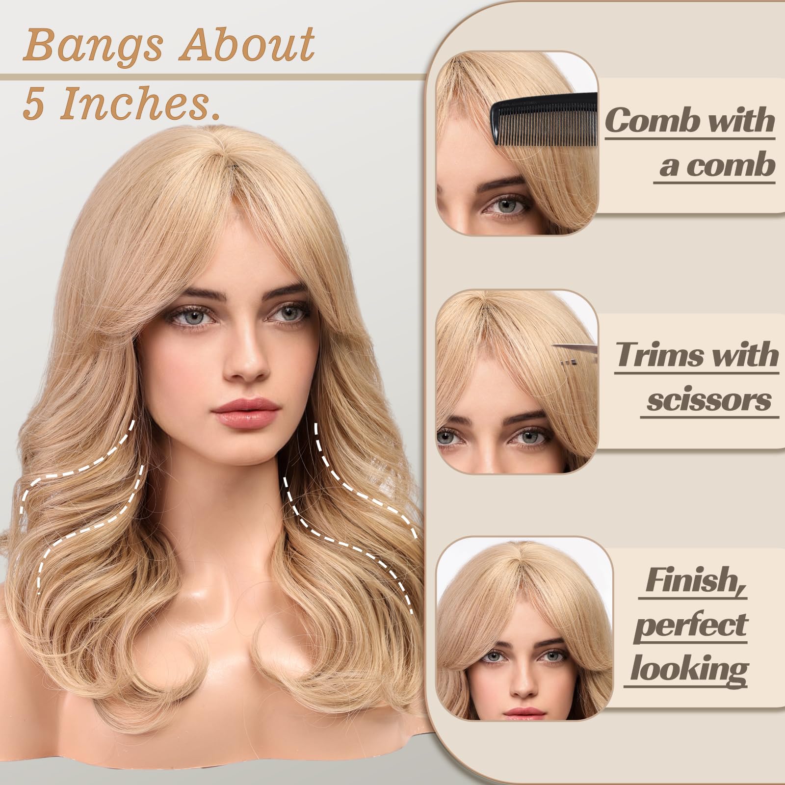 Amazon.com : EMMOR Short Curly Wigs with Fringe，Wavy Bob  display picture 3