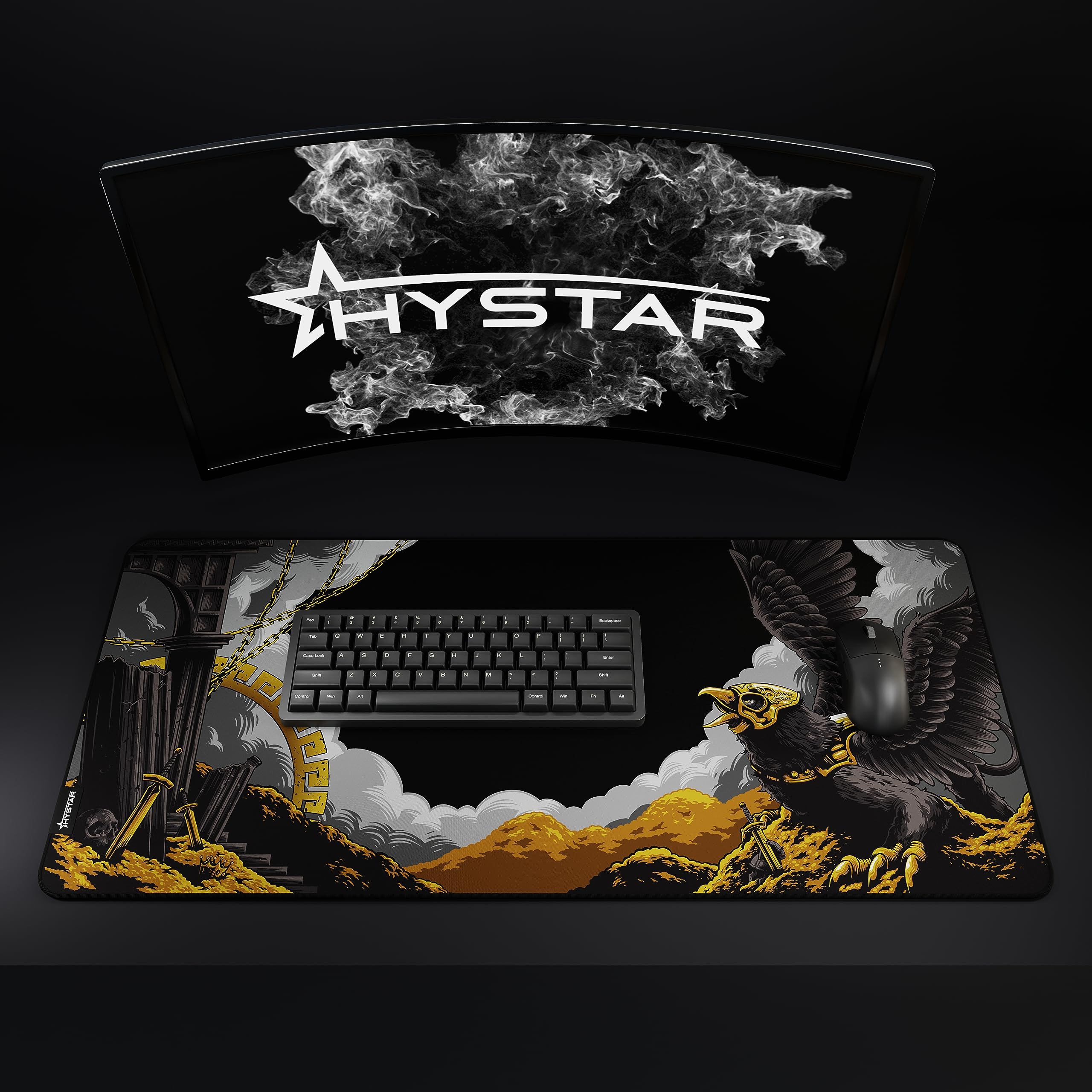 Alfombrilla Gaming Alfombrilla Ratón Gaming Hystar XXL - 36x16 Pulgadas, 5mm Grosor, Impermeable, Poliéster, Negro Alfombrilla Gaming Xxl Tamaño Completo