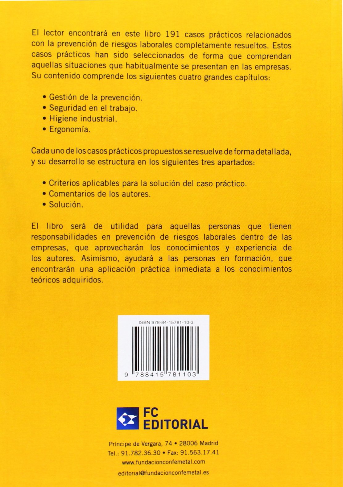 Casos prácticos de prevención de riesgos laborales (SIN COLECCION)