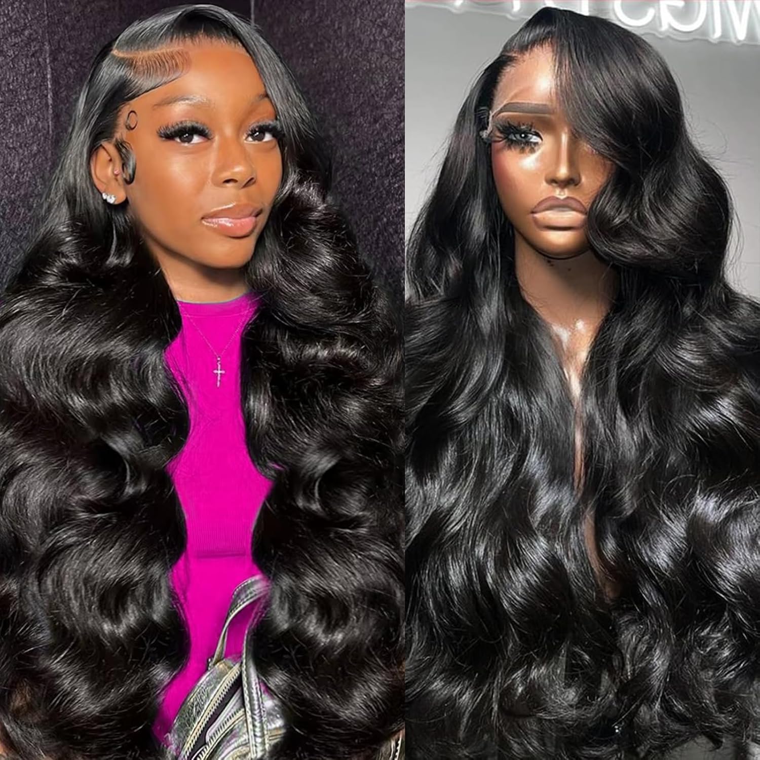 Body Wave Lace Front Wigs Human Hair 200 Density 12a Grade 100% Virgin Human Hair Wigs for Black Women 13x6 Hd Transparent Lace Pre Plucked Natural Black 22 Inch