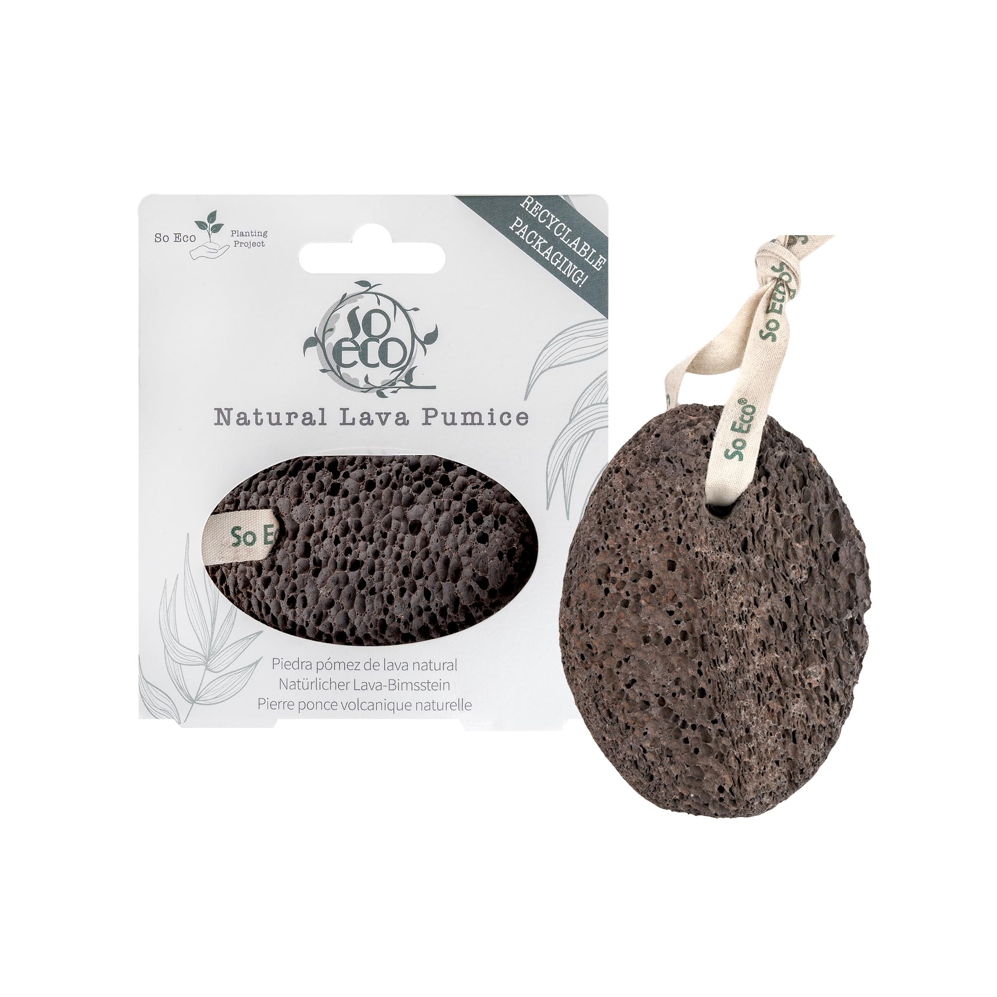 So Eco Natural Lava Pumice - Volcanic Stone Exfoliator for Feet & Body, Removes Calluses & Dead Skin for Soft, Smooth Results, Vegan & Cruelty-Free