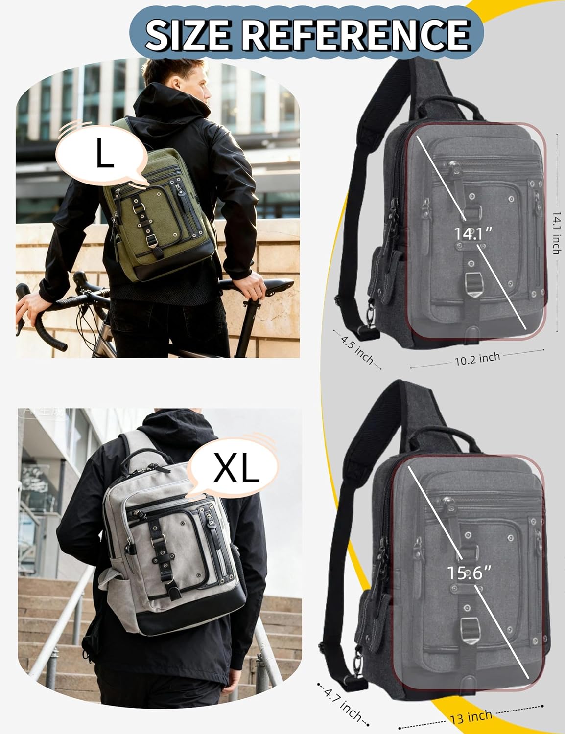 Schkleier Messenger Bag for Men Canvas Sling Bag Crossbody Backpack Laptop Shoulder Bag Hiking Daypacks Casual Tactical - Image 5