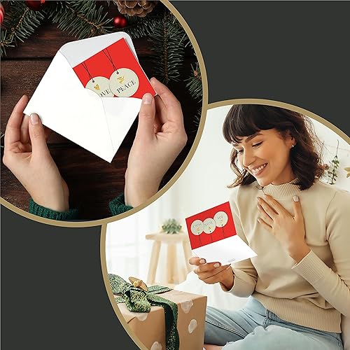 Miniatura 7 de easykart labels 18 tarjetas de felicitación navideñas Joy Love & Peace con sobres y calcomanías de sellado, efecto de lámina 3D, 6.75 x 4.5 pulgadas