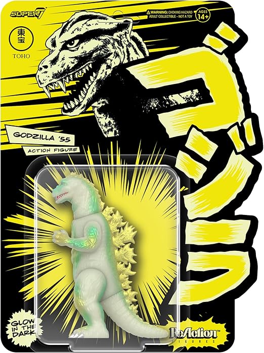 Super7 Toho Godzilla '55 (Glow in The Dark) Reaction Figure - 3.75" Toho Godzilla Action Figure Classic Monster Movie Collectibles and Retro Toys