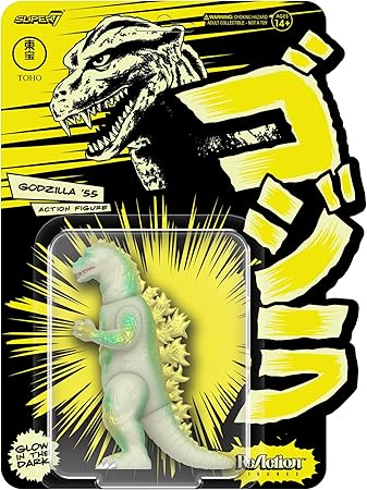 Super7 Toho Godzilla '55 (Glow in The Dark) Reaction Figure - 3.75" Toho Godzilla Action Figure Classic Monster Movie Collectibles and Retro Toys