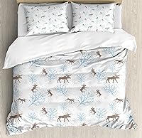 Vista 205 de Ambesonne Juego de funda de edredón color menta, líneas onduladas horizontales a rayas blancas abstractas de tonos suaves, exhibición de arte