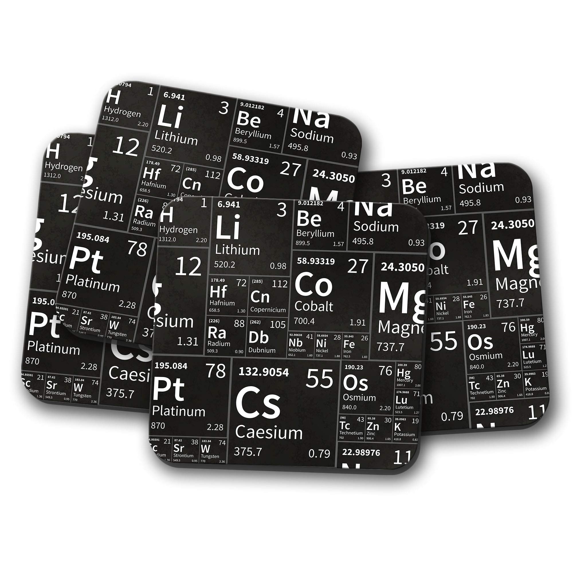 Destinationvinyl Multicolor 4 Set - Periodic Table Coaster - Science Chemistry Student Teacher #14467