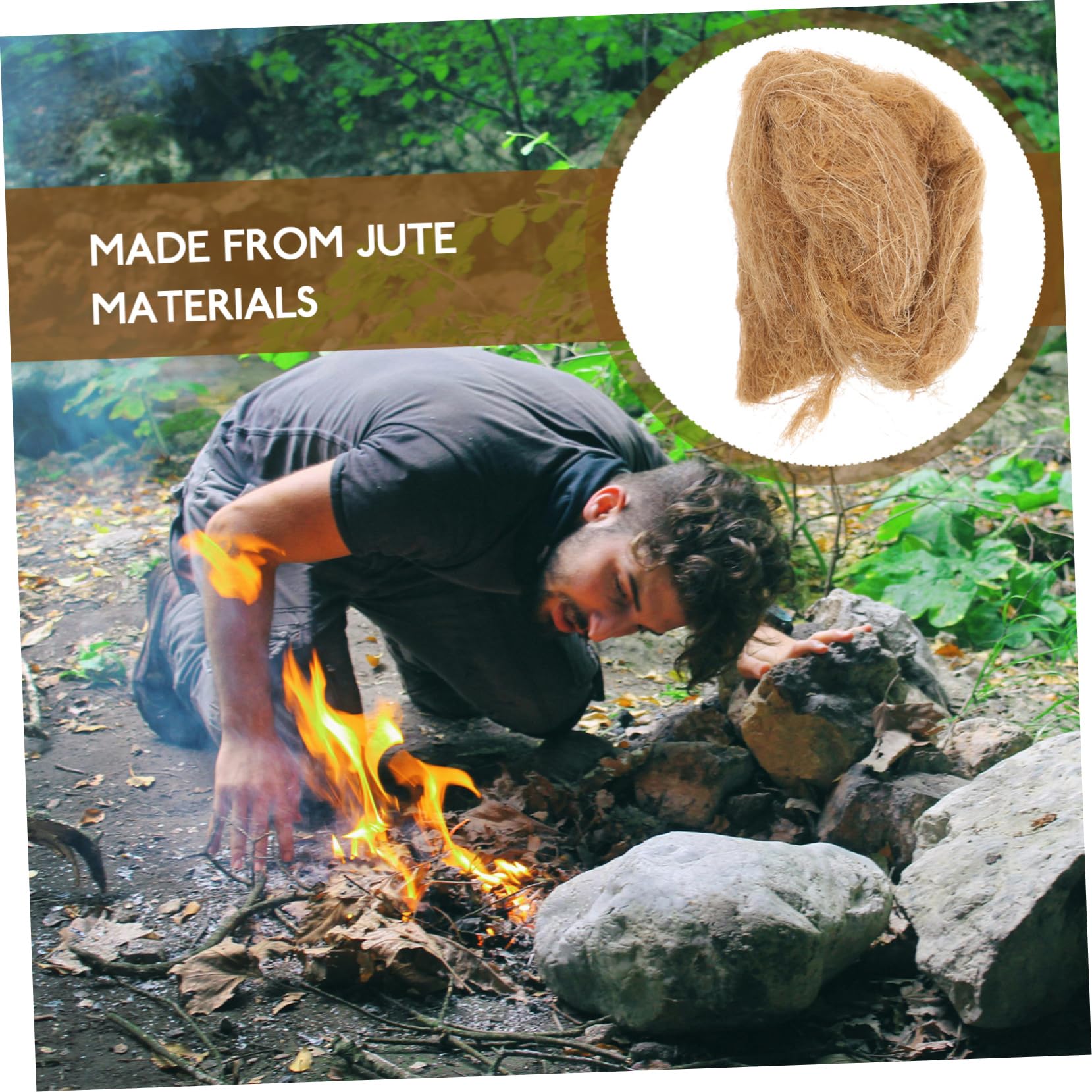 Toyvian 5 Ensembles Allume Naturel Jute pour Camping Activités De Plein Air Allumage Rapide Pratique 4 Pièces * 5