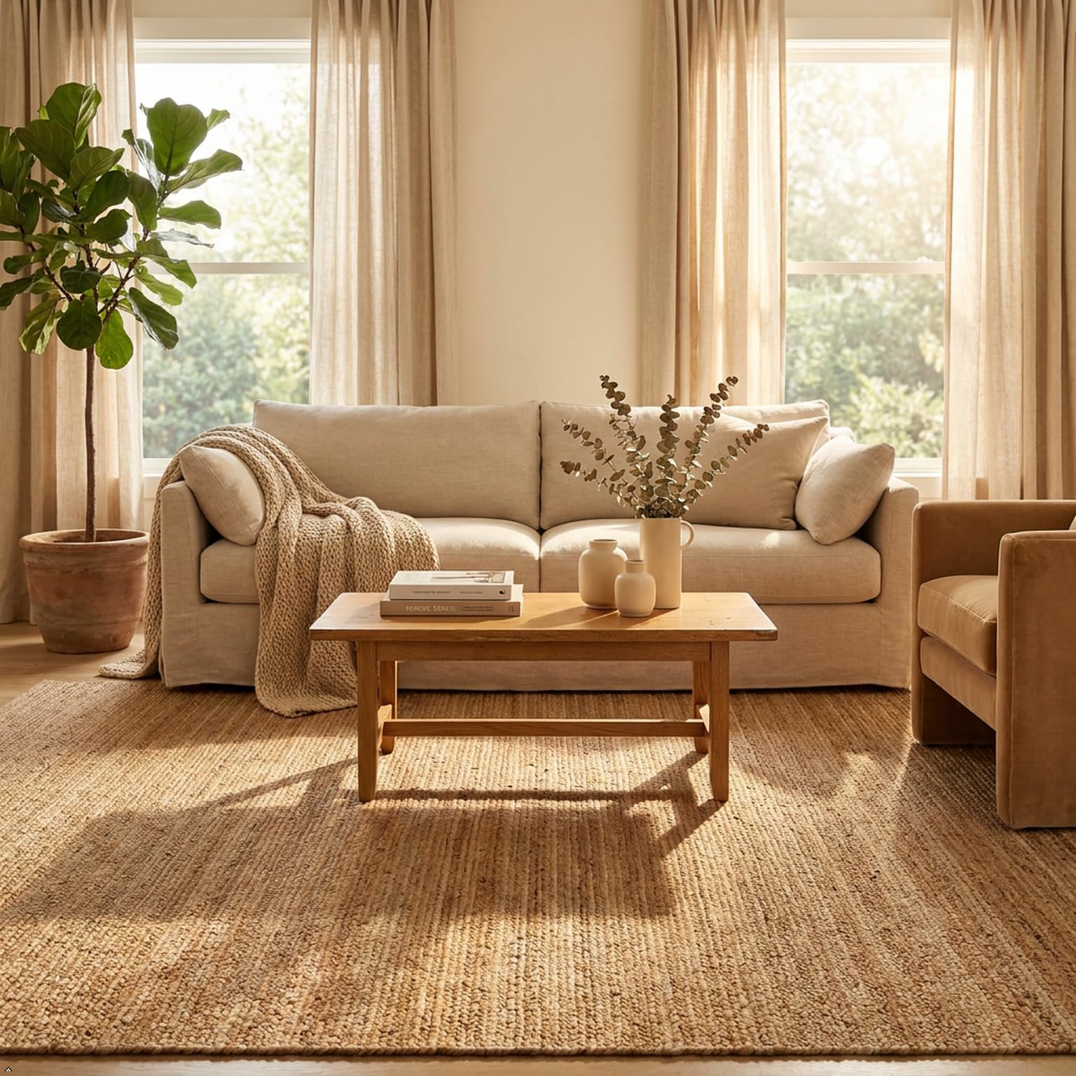 Photo 1 of Jute Rug 10' x 14' Rectangular Area Rug Hand Woven Jute Beige Braided Boho Rug For Living Room Outdoor Bedroom Kitchen Entryway Farmhouse Hallway, Rustic Vintage Natural Reversible Floor Rugs: Natural