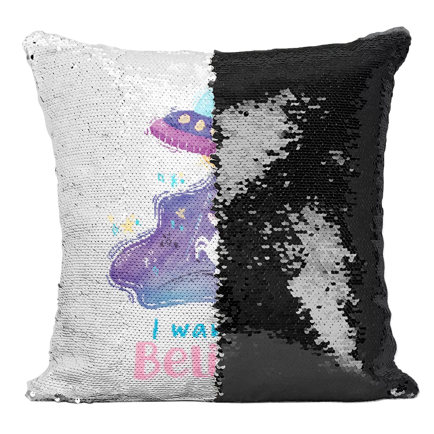Coussin housse sequin noir amovible avec motif fantastique pour decoration interactive
