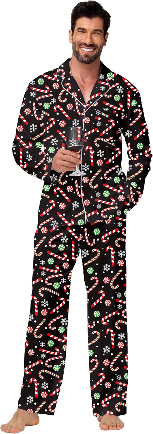 Adult Christmas Pajama Set Men Cotton Long Sleeve Sleepwear Xmas Party Costumes - Image 4