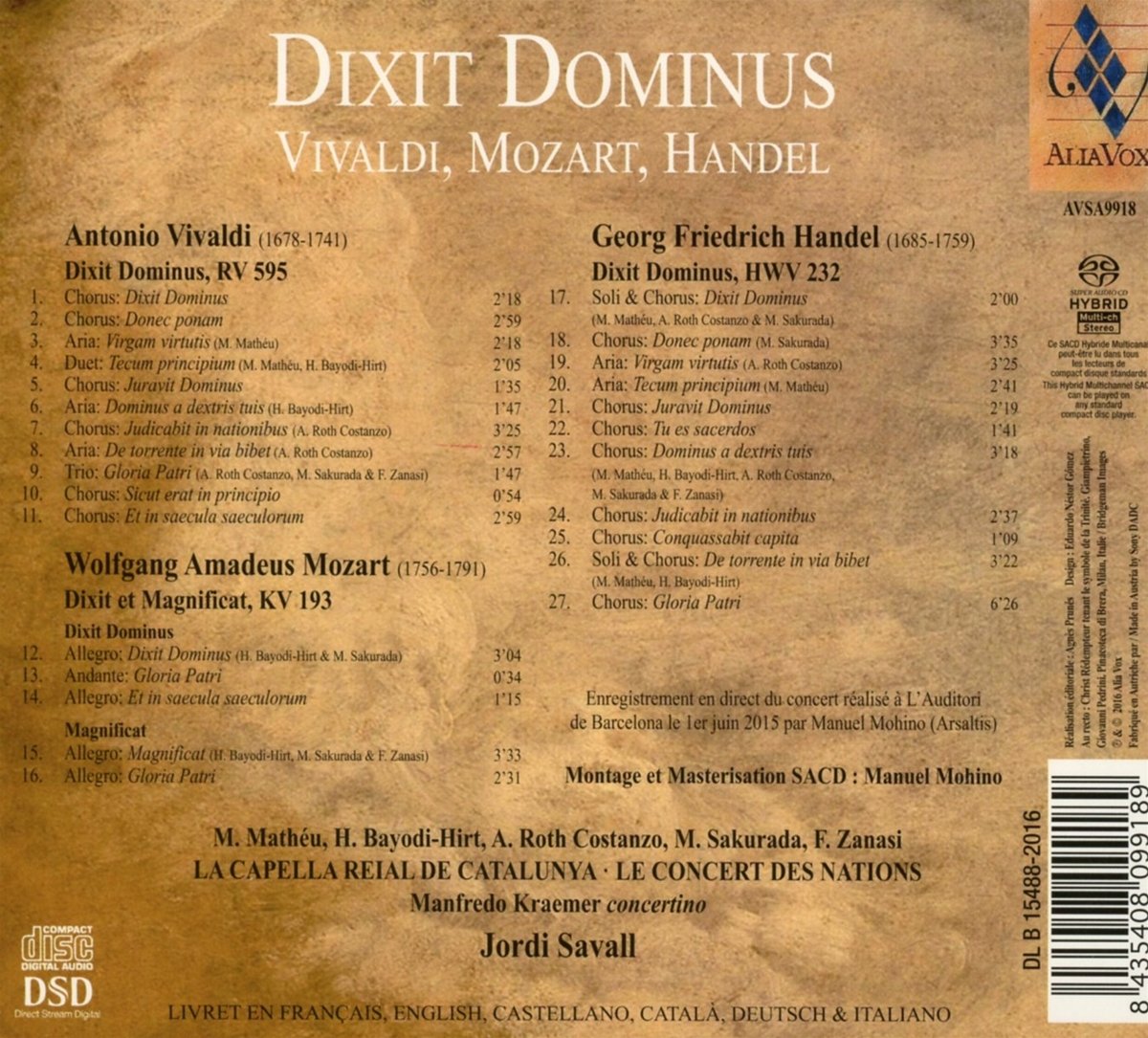 Dixit Dominus - Music Of Vivaldi & Mozart & Handel