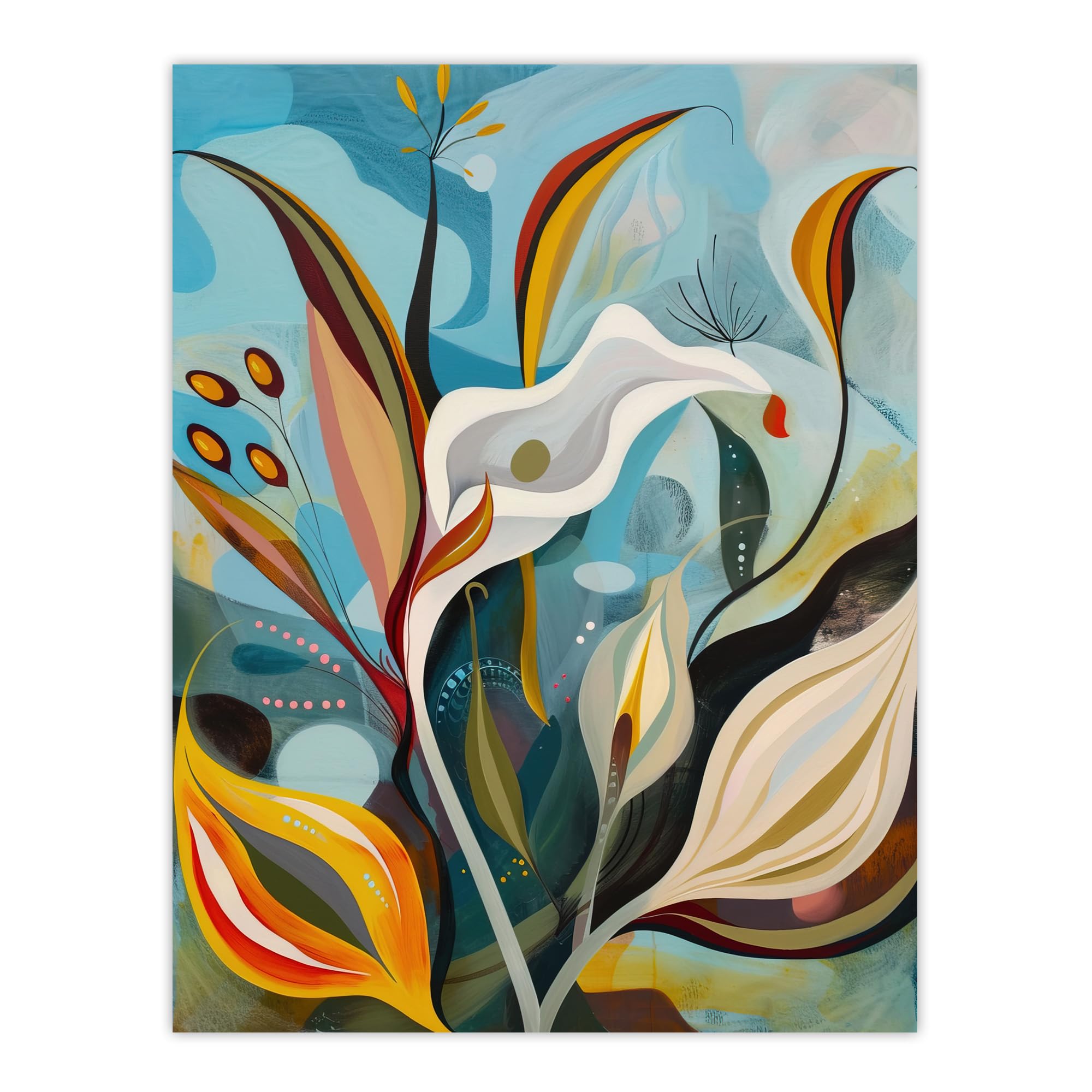 Artery8 Abstract Lily Flowers Wall Art Print W18" x H24"