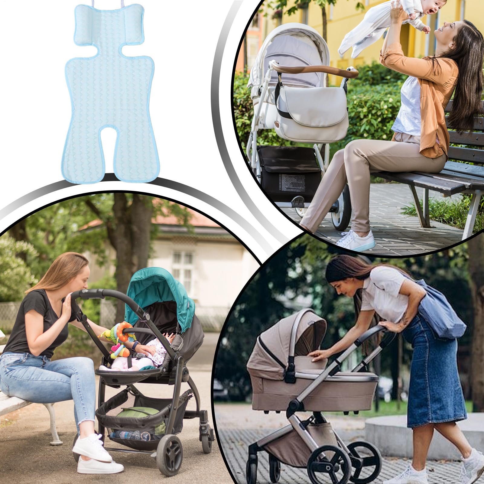 cStroller Kühlkissen für Babys, wiederverwendbare Kühlmatte, 1200D Eisseide und 600D Eisseide, verwoben, atmungsaktiv, Kühlkissen, ideal für Kinderwagen, Kindersicherheitssitz und Kleinkinderhochstuhl