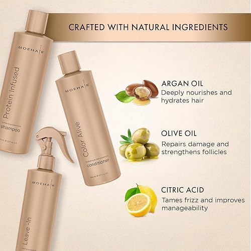 Miniatura 2 de Moehair TRIO - Champú protector para el cabello 12 Fl acondicionador protector para el cabello 12 Fl y acondicionador sin enjuague 12 Fl Paquete de 3