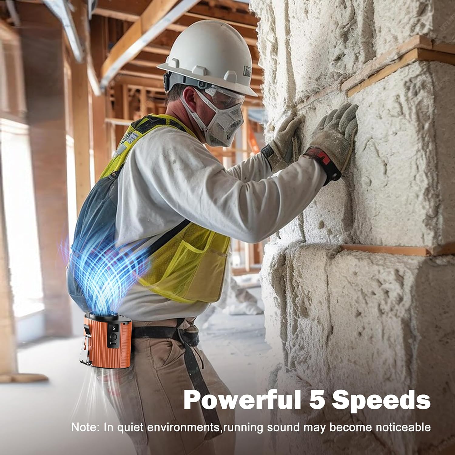 AMACOOL Portable Waist Fan, 11000RPM Strong Airflow with 5 Speeds, 20Hrs Cooling, Personal Waist Clip Fans, Hands-Free Shirt Fans Wearable Belt Fan for Outdoor Jobsite Camping Hiking Travel