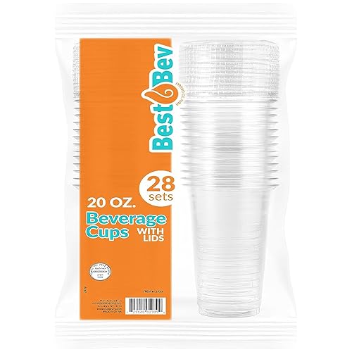 Miniatura 4 de Juego de tazas y tapas desechables transparentes para mascotas  20 onzas  28 unidades  perfecto para fiestas, picnics y bebidas para llevar