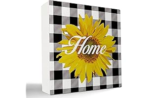 KUNLISA Black and White Wooden Box Sign for Home Decor