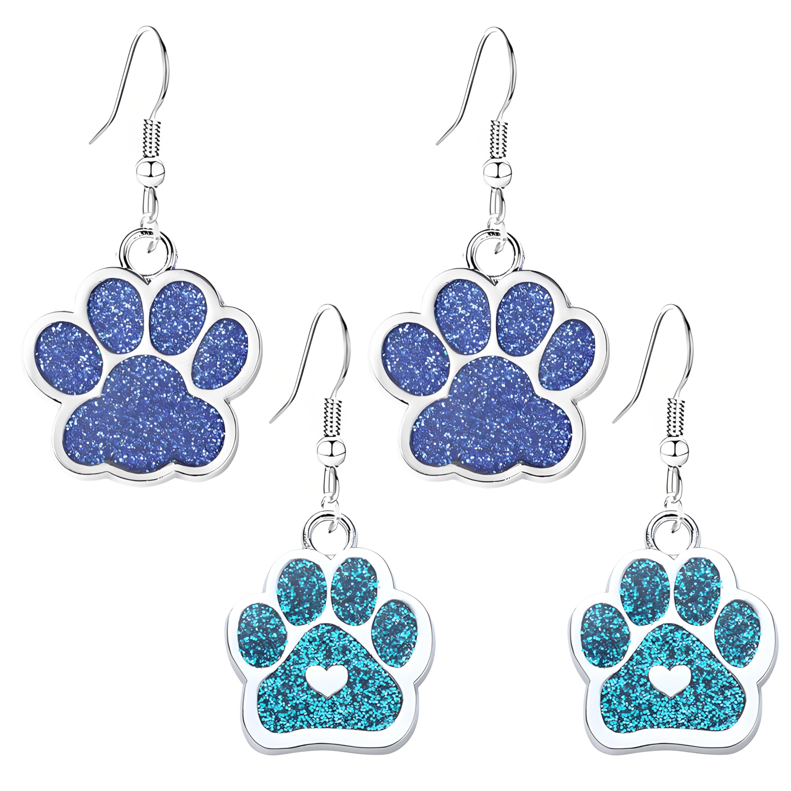 Cat Dog Paw Print Earrings for Women Stainless Steel Fashion Heart Footprint Earring Cute Dog Cat Animal Paw Print Earrings