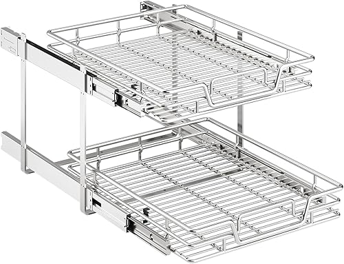 Miniatura 11 de Organizador de armario de cocina extraíble de 2 niveles, organizador de estantes y cajones, cesta de almacenamiento de despensa deslizable en