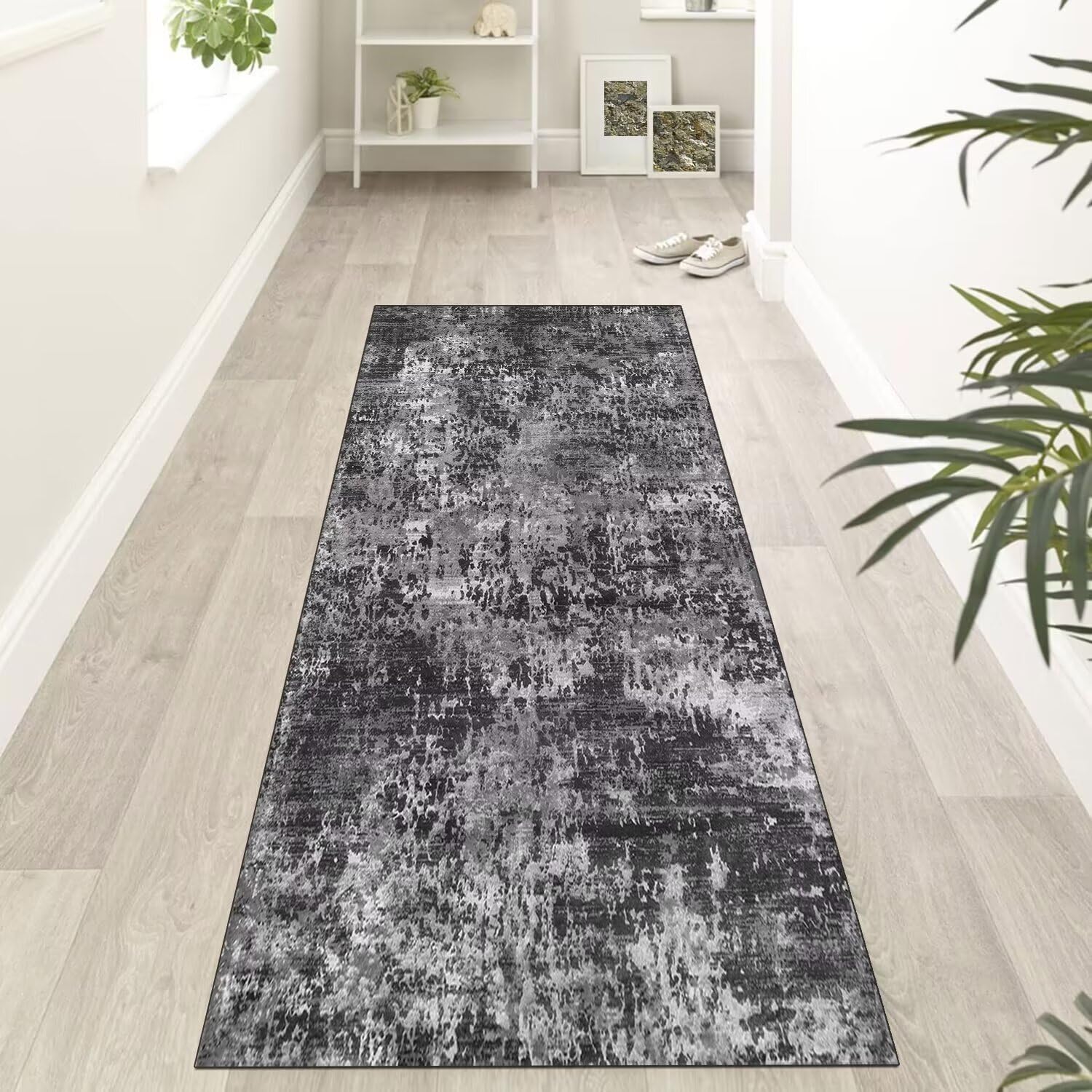 Abstrakcyjny bieżnik do korytarza, kuchni, zmywalny, antypoślizgowy, 70 x 500 cm, szary, długi, dywan do korytarza, salonu, sypialni, możliwość dopasowania
