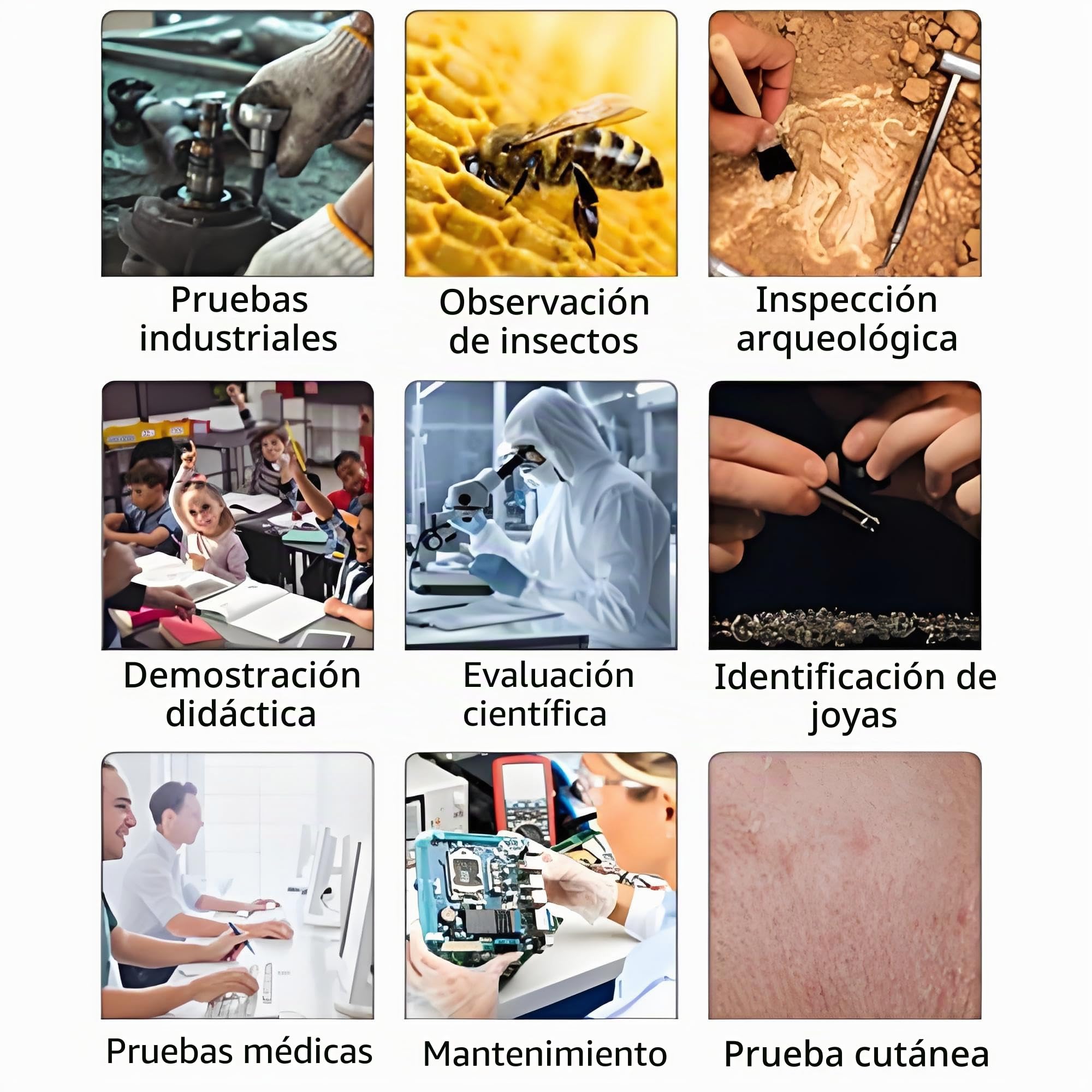 Microscopio Cámaras HDMI Industrial Cámara Microscopio Full HD 16MP 2K 1080P 60FPS con Rendimiento Estable para Microelectrónica Identificación de Huellas Dactilares AC100‑240V(EU Plug)