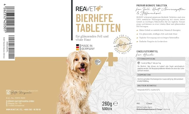Foto 5 de 6 de ReaVET Tabletas de levadura de Cerveza para Perros 500 Unidades –Natural