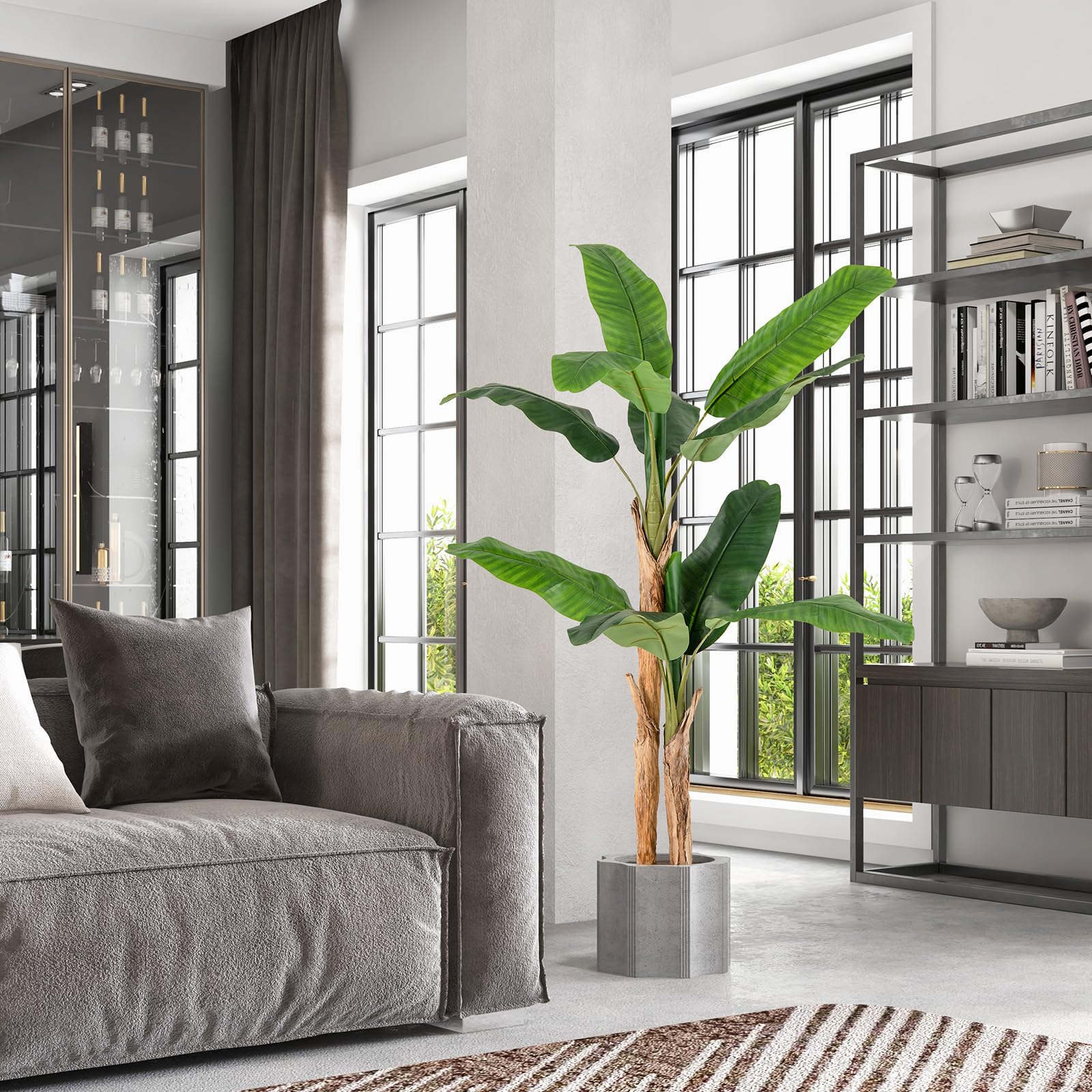 COSTWAY Plante Artificielle Bananier à Tiges Doubles (165 CM)