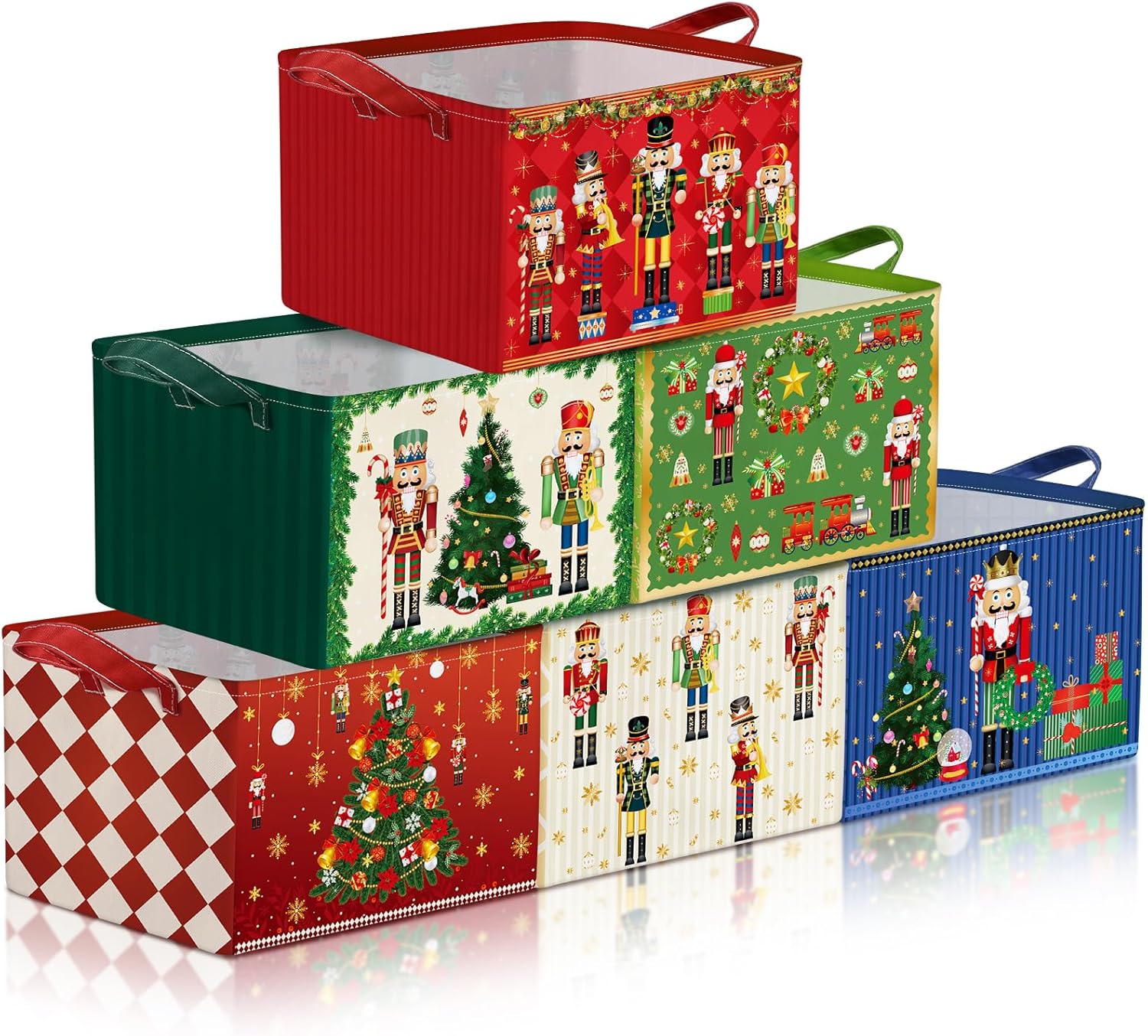 Roshtia 6個 クリスマス収納箱 折りたたみクリスマスバスケット ギフト用 ヴィンテージ くるみ割り人形 クリスマスツリー ギ