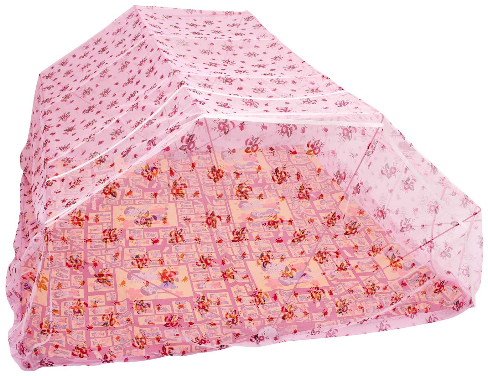 Elegant Mosquito Net King Size Bed 6 x 7 Feet Foldable Polyester Mosquito Net (Pink Colour)