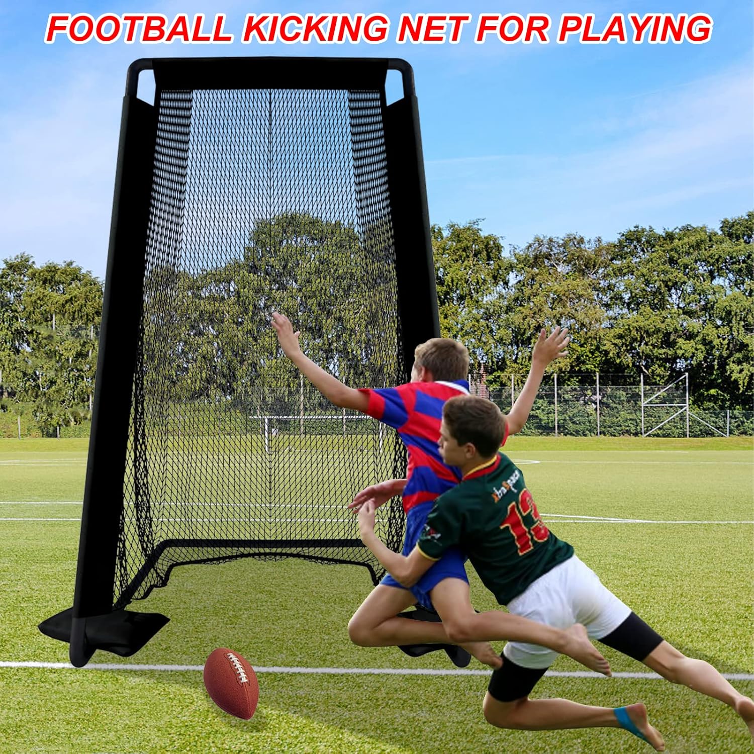 Sharellon Football Kicking Cage Net, 81x41IN Football Kicking Net, Football Kicking Cage for Backyard, Portable Football Throwing Net Football Equipment Aids for Indoor Outdoor : Sports & Outdoors