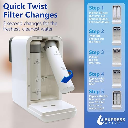 Miniatura 3 de Express Water Filtros RO de repuesto para encimera para sistema RO de encimera de 5 etapas ROC001 (filtro pre y poste)