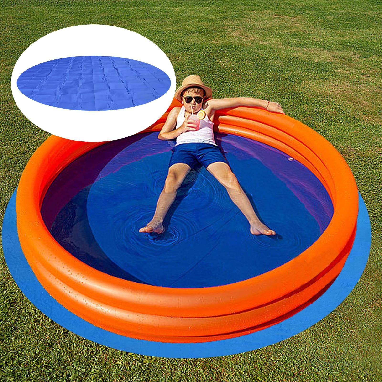 Tapis de Sol pour Piscine - 244cm Tapis Piscine Hors Sol Ronde - Tapiss de Revêtement de Sol de Piscin - Anti-crevaison - pour Béton, Pelouse, Terrasse
