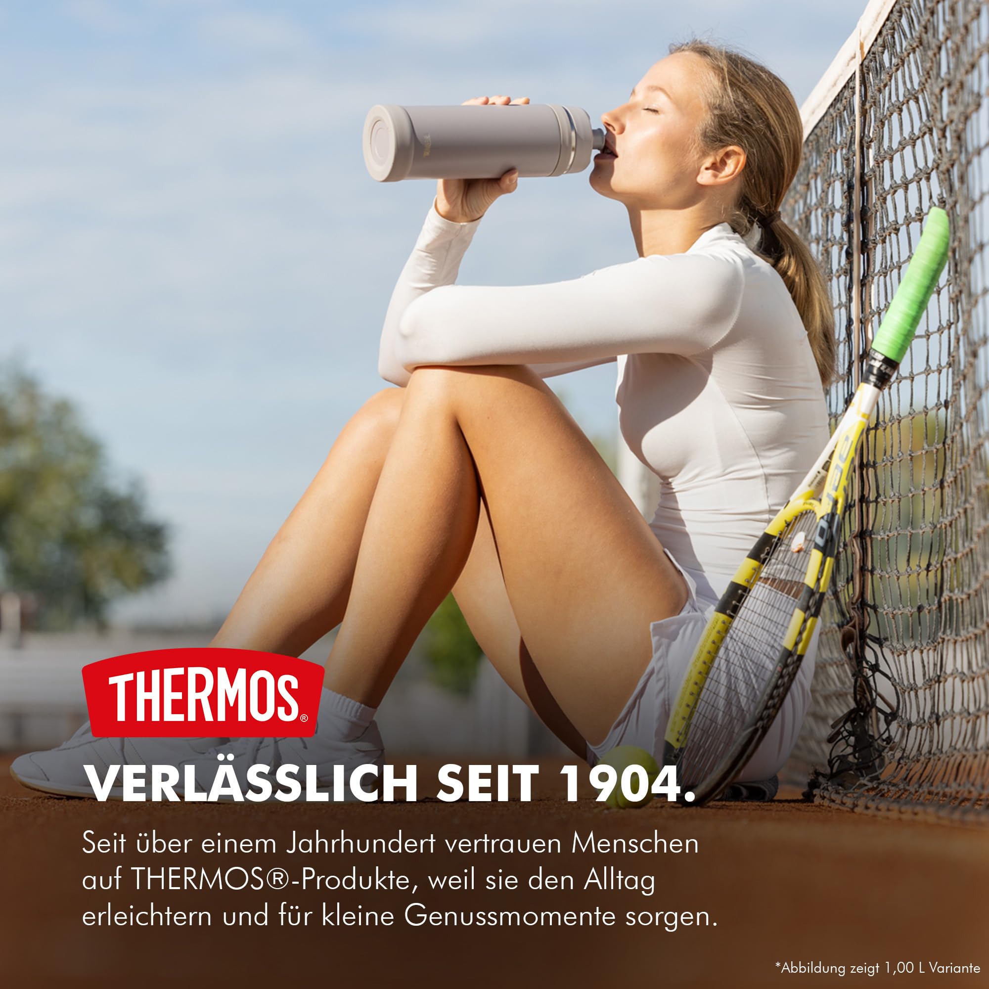 THERMOS ULTRALIGHT MAX Isolierflasche 1,50 l, 24 h kalt, black mat | 12 h heiß, ultraleicht, absolut dicht, Edelstahl-Trinkflasche mit Tragegriff, für Sport, Outdoor & Reisen, schwarz