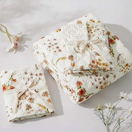 Miniatura 5 de Bedsure - Colcha floral tamaño Queen, ropa de cama reversible con estampado botánico, colcha ligera, colcha de microfibra suave para todas las